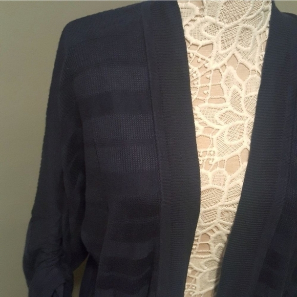 LUCKY BRAND Dolman Sleeve Open Front Cardigan in Navy Blue - Picture 3 of 9